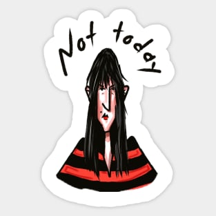 tired, funny, angry woman. not today. Sticker